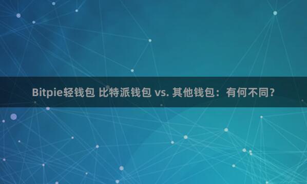 Bitpie轻钱包 比特派钱包 vs. 其他钱包：有何不同？