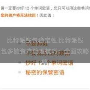 比特派钱包稳定性 比特派钱包多链资产管理技巧：全面攻略